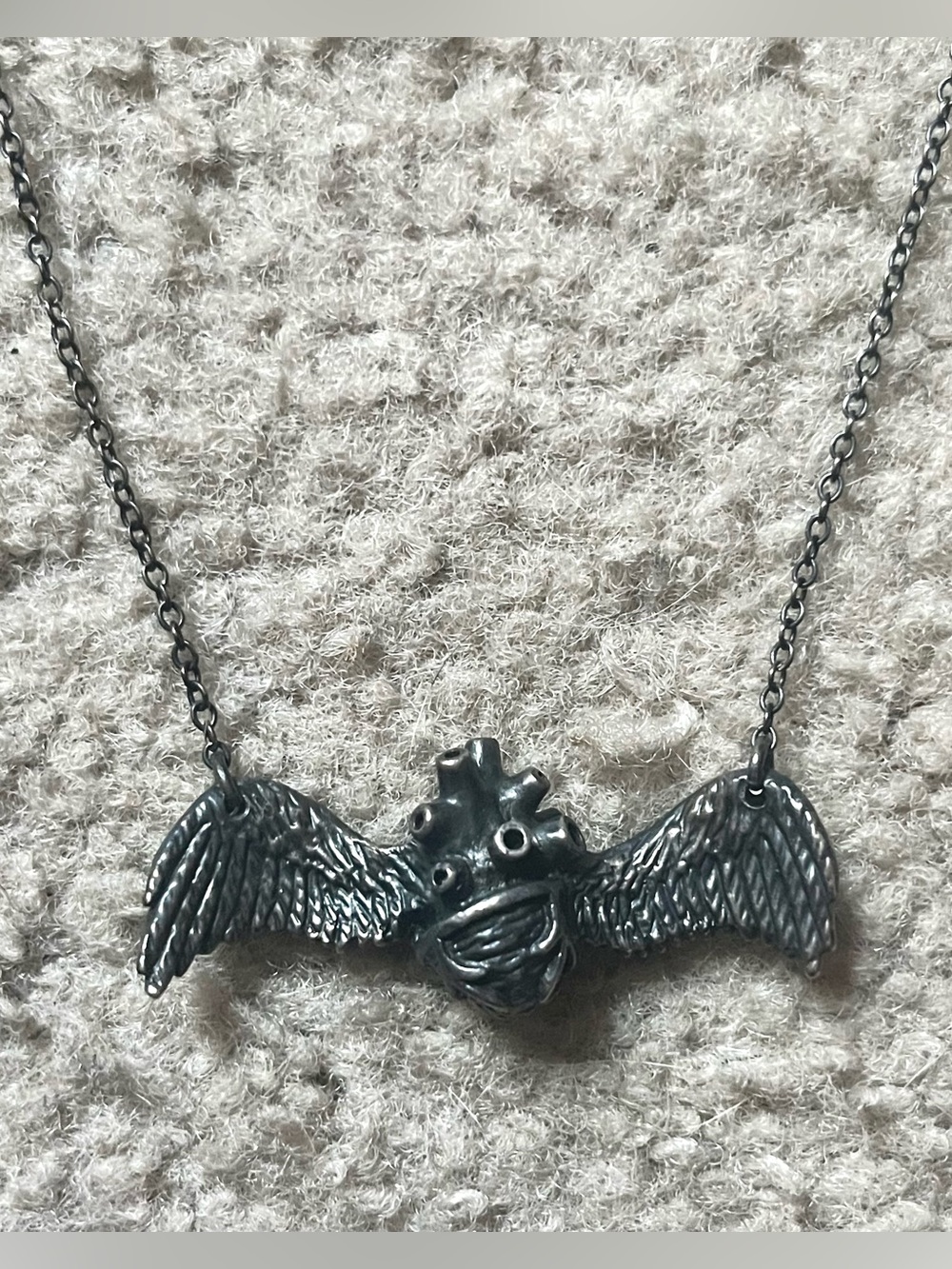 Leviticus Jewelry sterling silver anatomical winged heart necklace